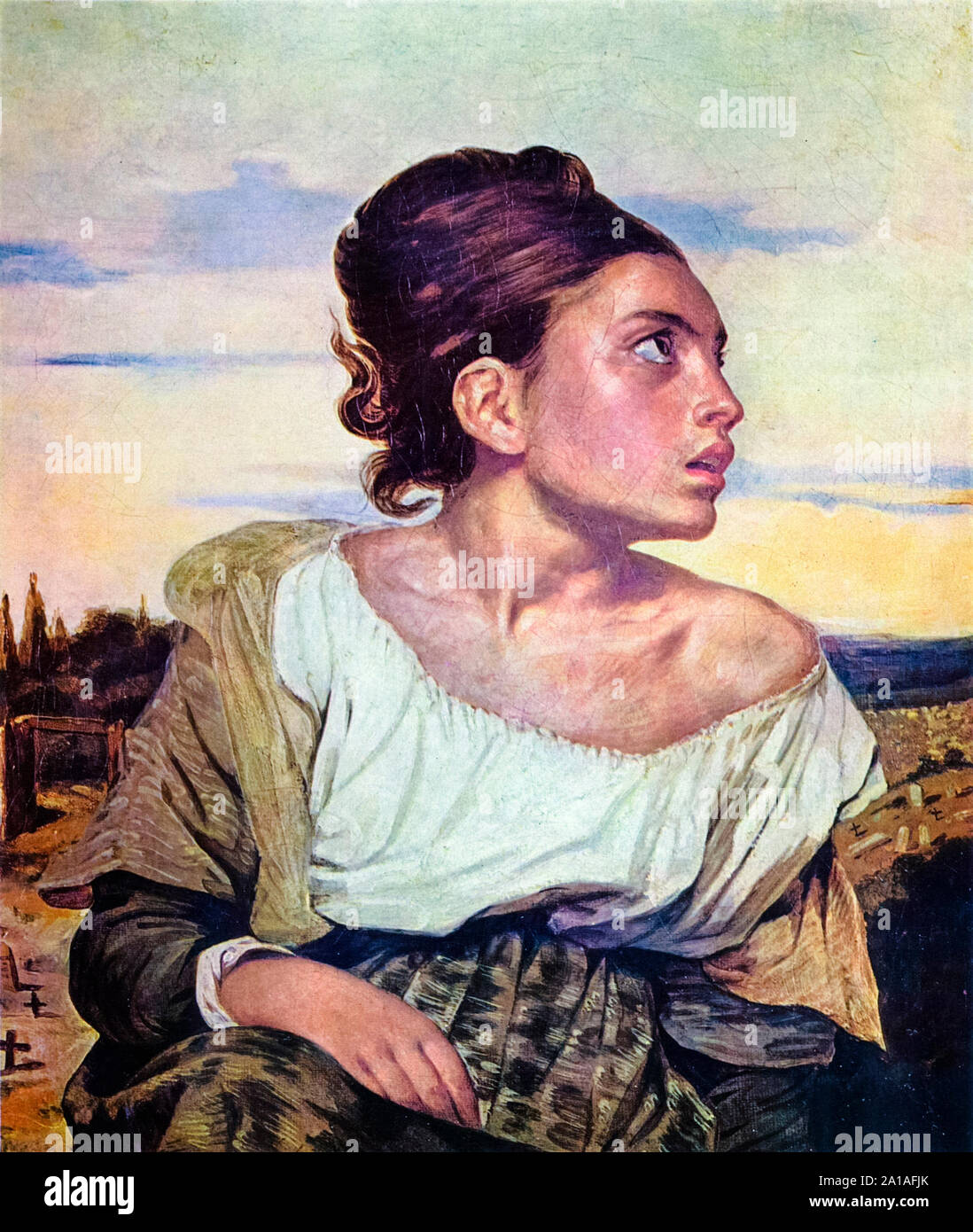 Eugène Delacroix, Orphan Girl at the Cemetery, painting, 1823-1824 Stock Photo