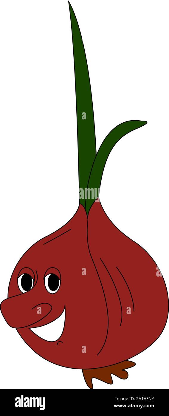 Red onion, illustration, vector on white background. Stock Vector