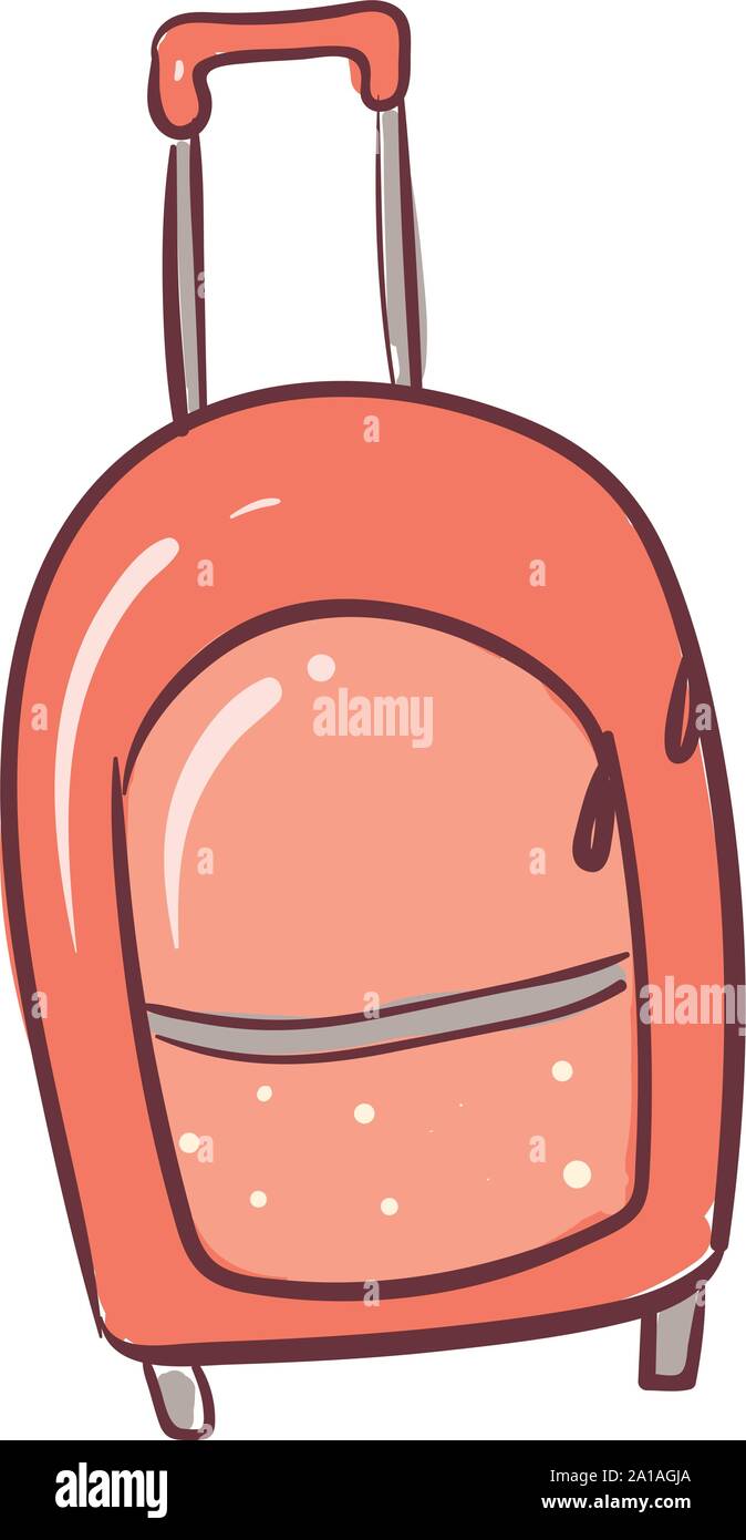 Pink suitcase, illustration, vector on white background. Stock Vector