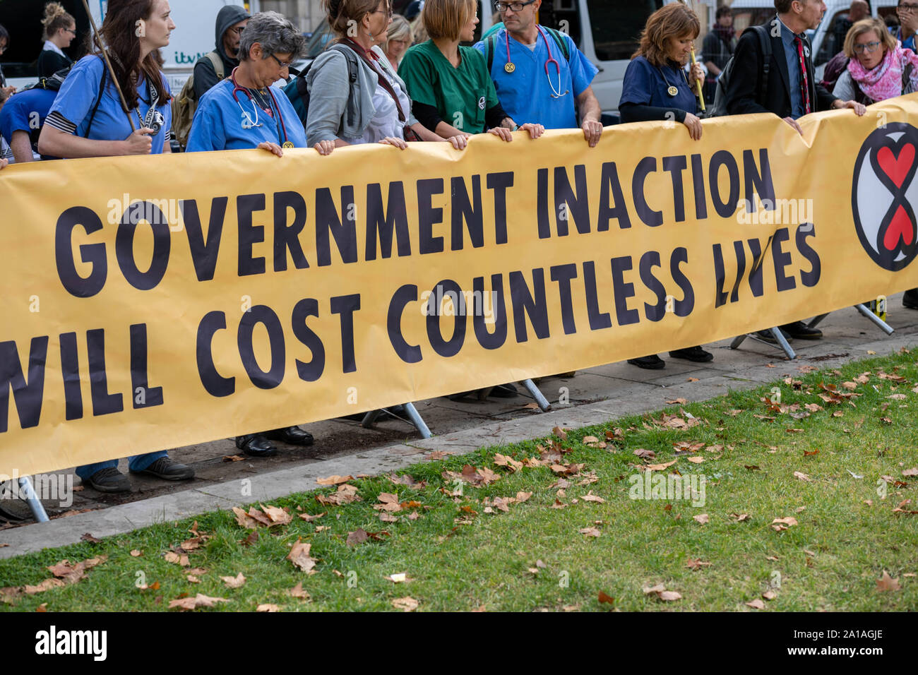 London UK 25th Sept. 2019 Doctors for Extinction Rebellion demonstration on College Green London UK Credit Ian DavidsonAlamy Live News Stock Photo