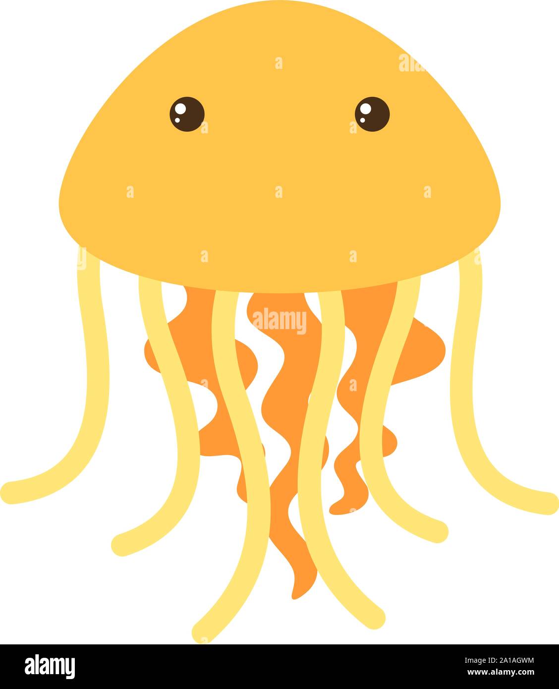 Yellow jellyfish, illustration, vector on white background. Stock Vector