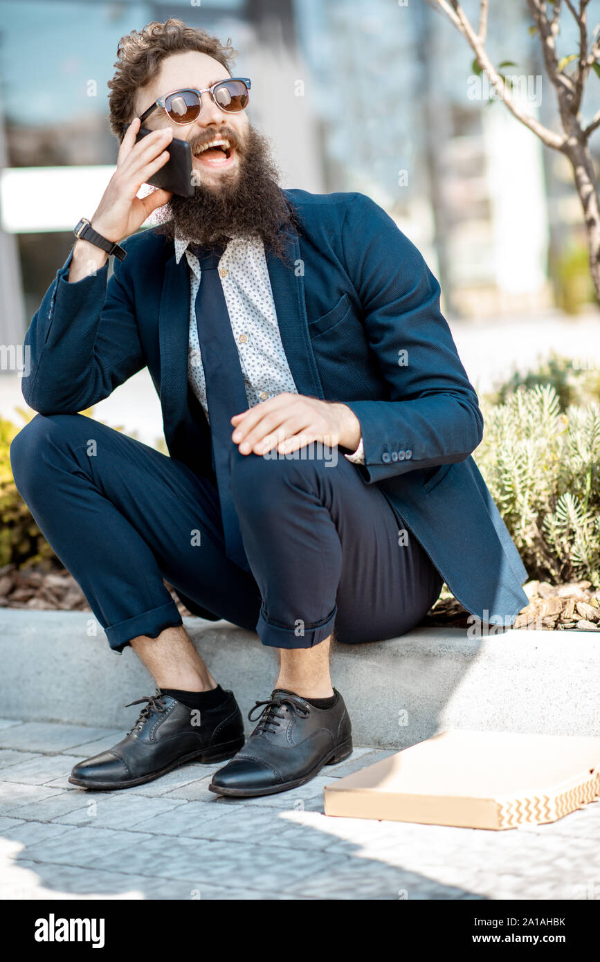 Bearded happy emotional man hi-res stock photography and images - Alamy