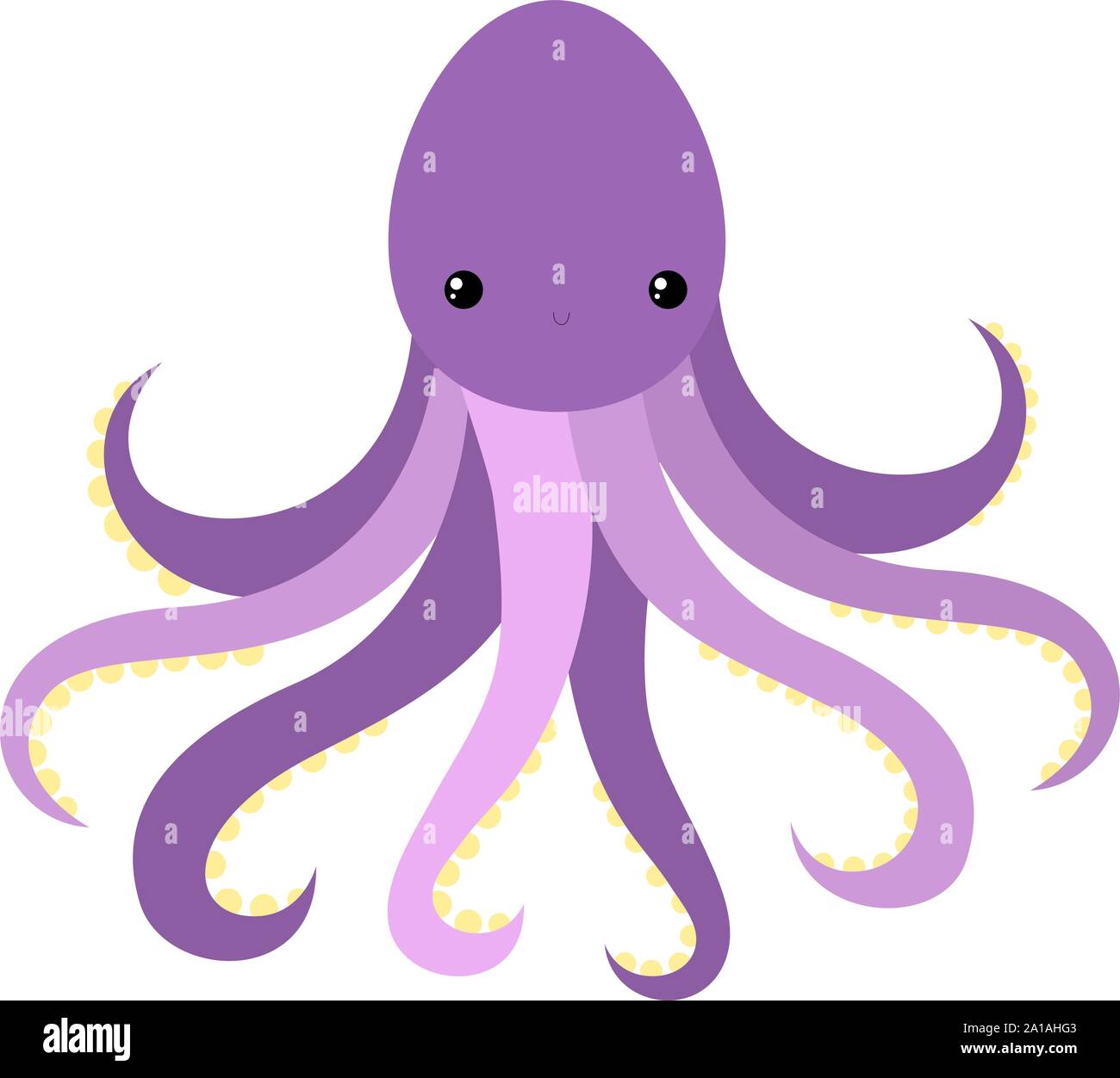 Purple octopus, illustration, vector on white background. Stock Vector