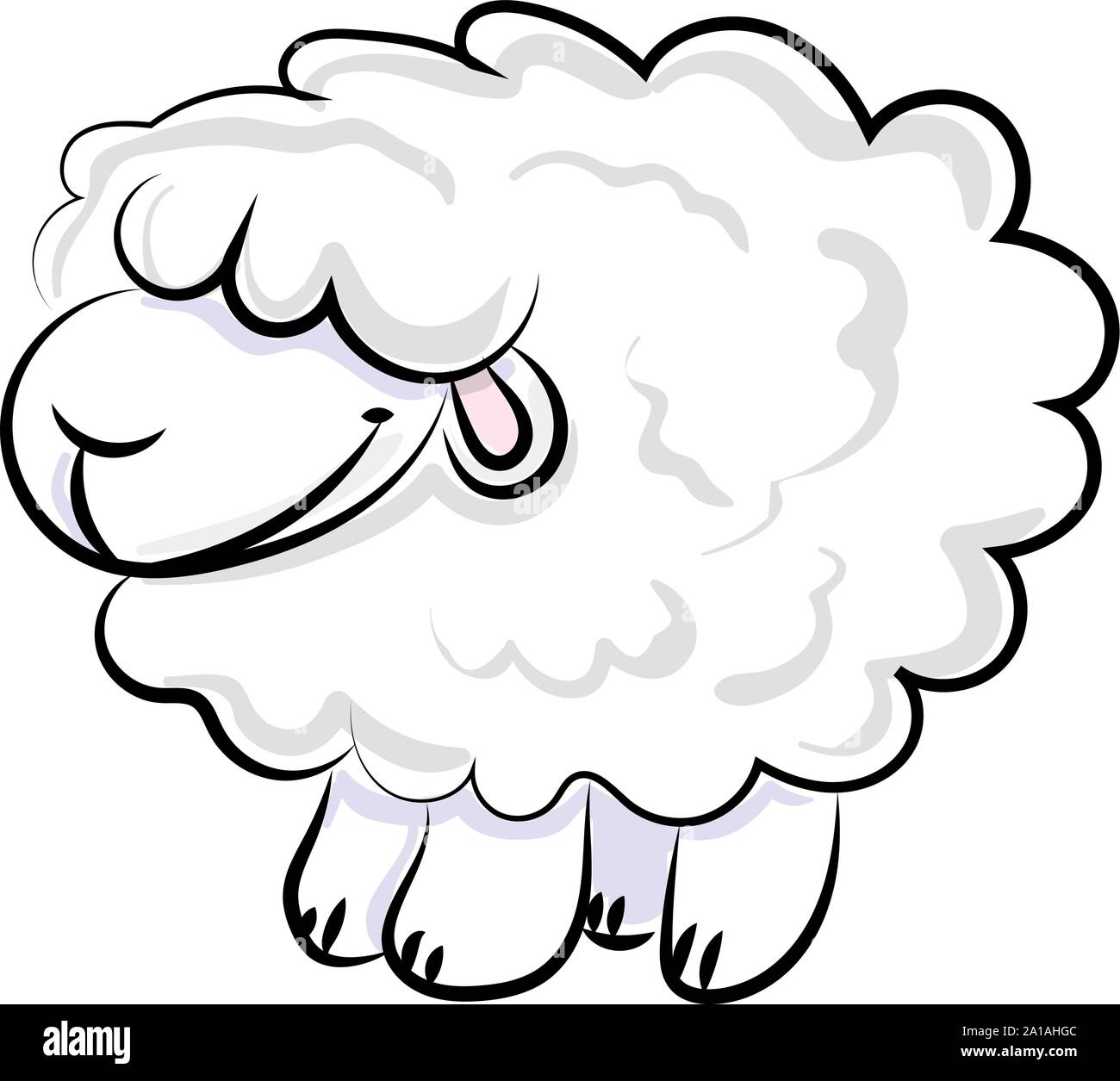 Sheep drawing, illustration, vector on white background Stock Vector