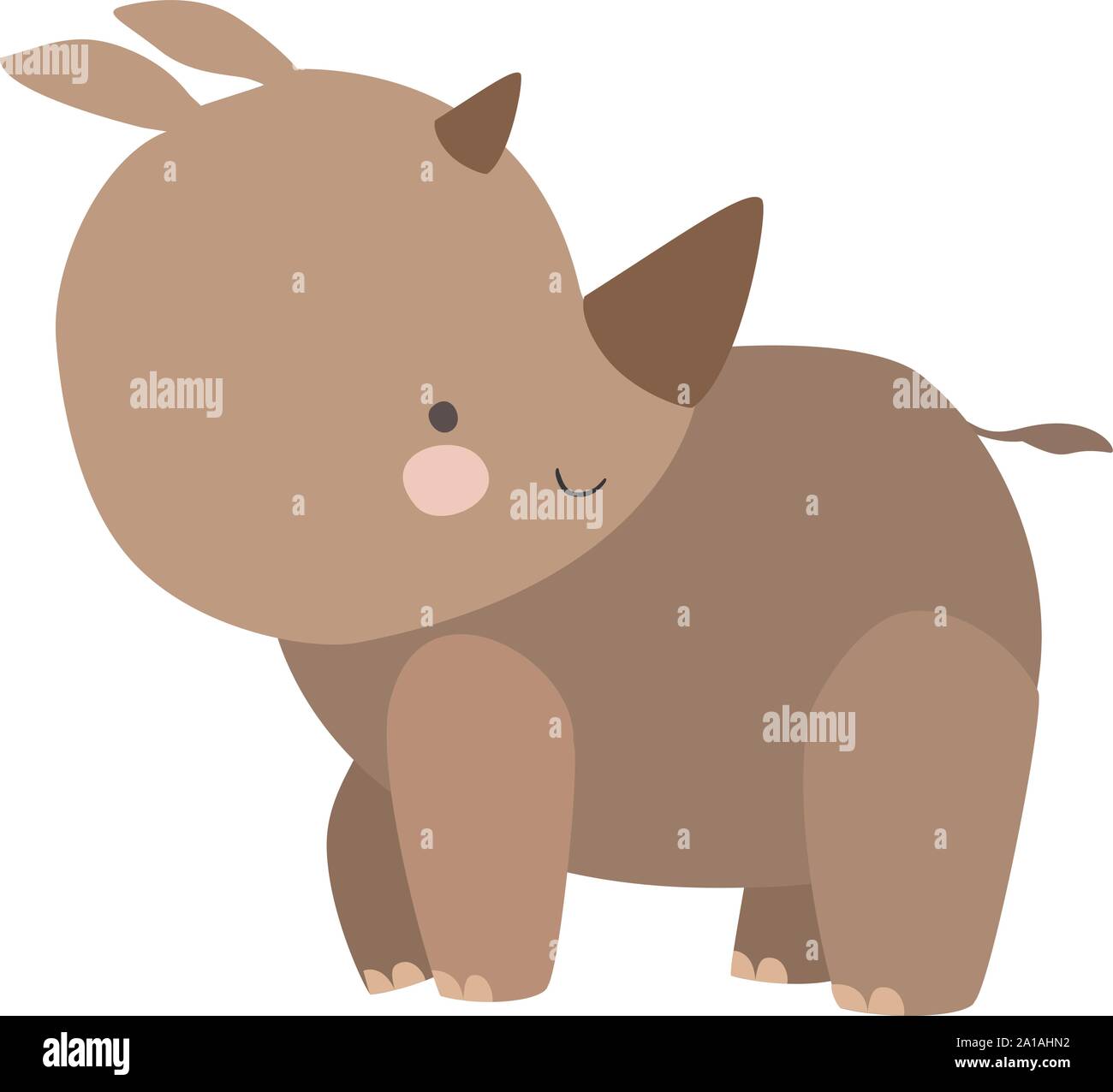 Cute rhino, illustration, vector on white background. Stock Vector