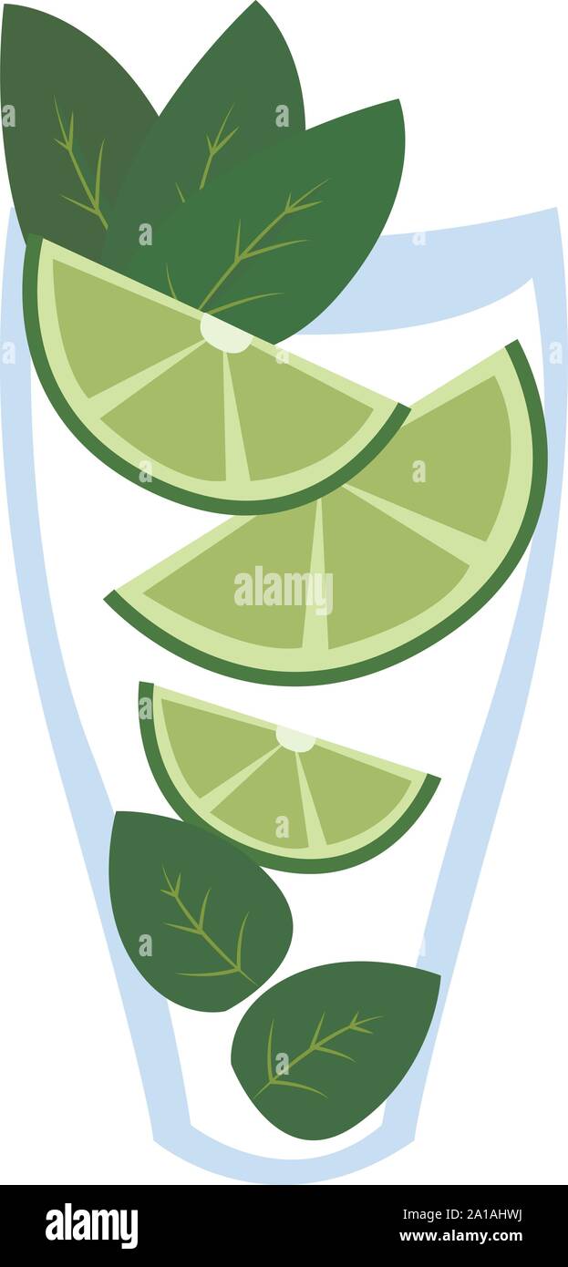 Mojito, illustration, vector on white background. Stock Vector