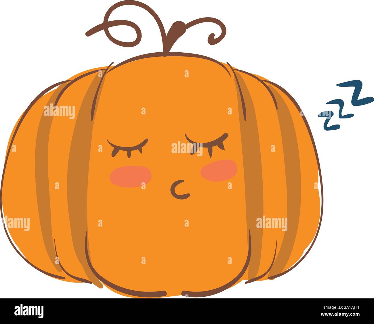 Sleeping pumpkin, illustration, vector on white background. Stock Vector