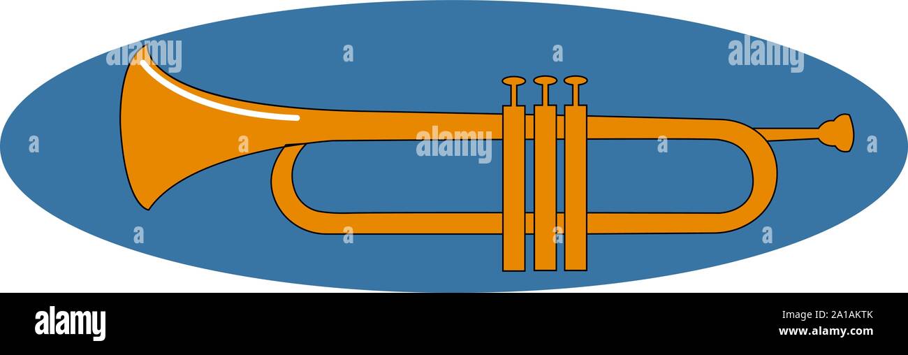 Trumpet, illustration, vector on white background. Stock Vector