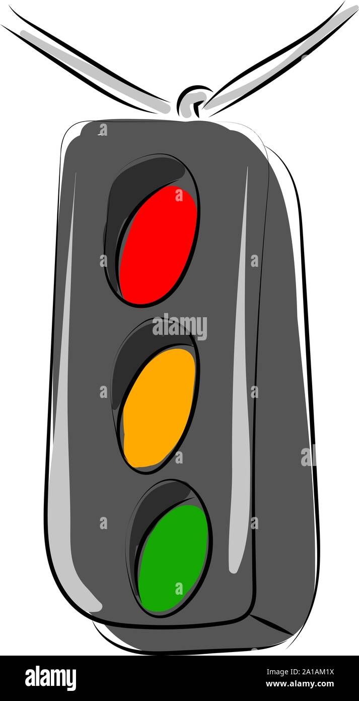 Traffic light, illustration, vector on white background. Stock Vector