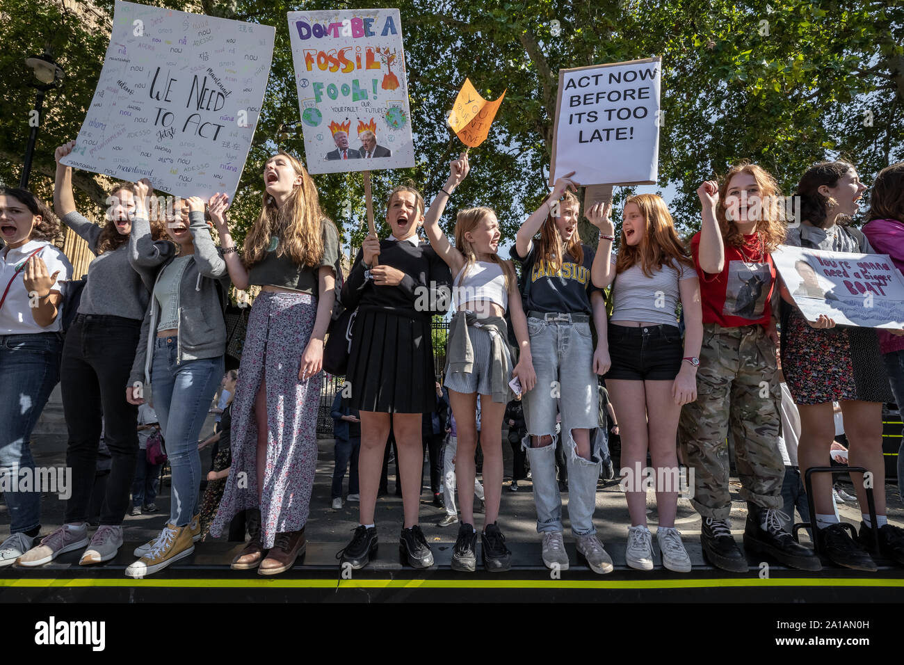 Youth Strike 4 Climate. Thousands of pupils and students walk out from lessons to protest in Westminster as part of a nationwide climate change strike Stock Photo