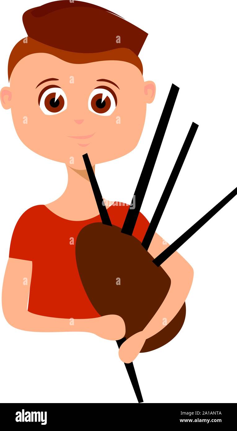 Bagpipes, illustration, vector on white background. Stock Vector