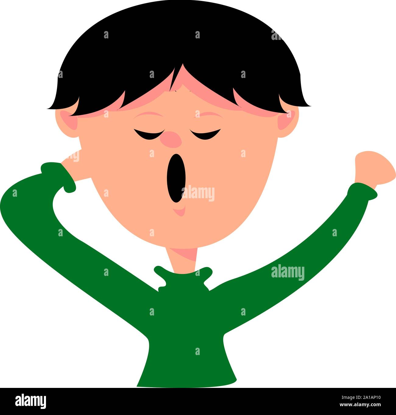 Yawning boy, illustration, vector on white background. Stock Vector