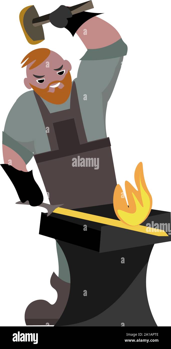 Blacksmith, illustration, vector on white background. Stock Vector