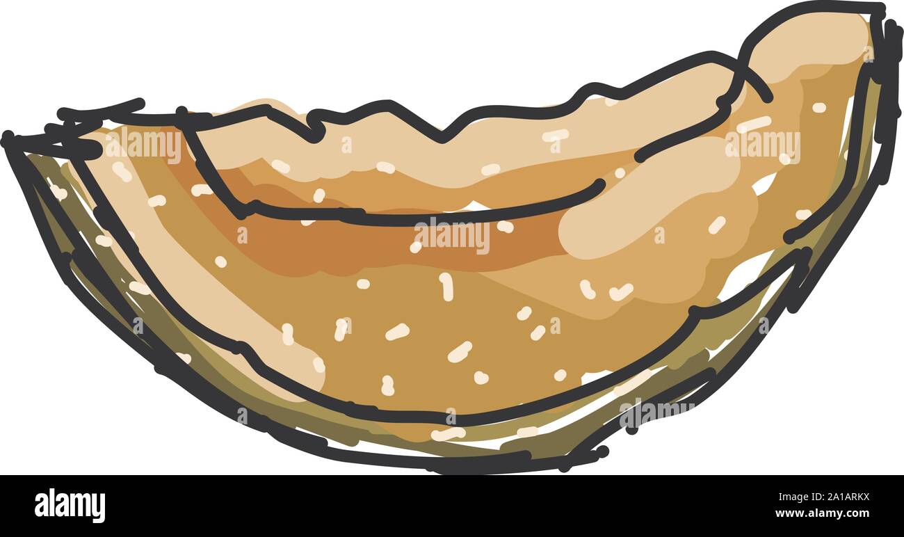 Cantaloupe piece, illustration, vector on white background. Stock Vector