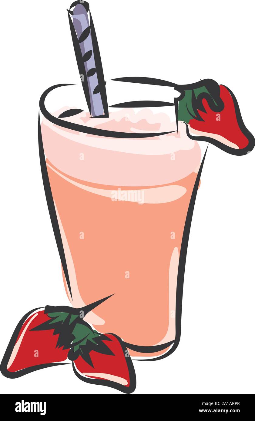 Strawberry cocktail, illustration, vector on white background Stock ...