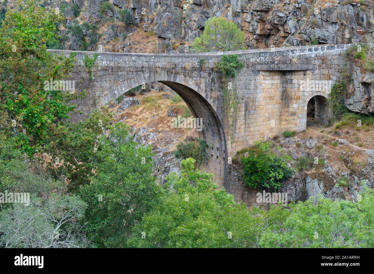 Old bridge over Paiva river. Arouca, Portugal Stock Photo