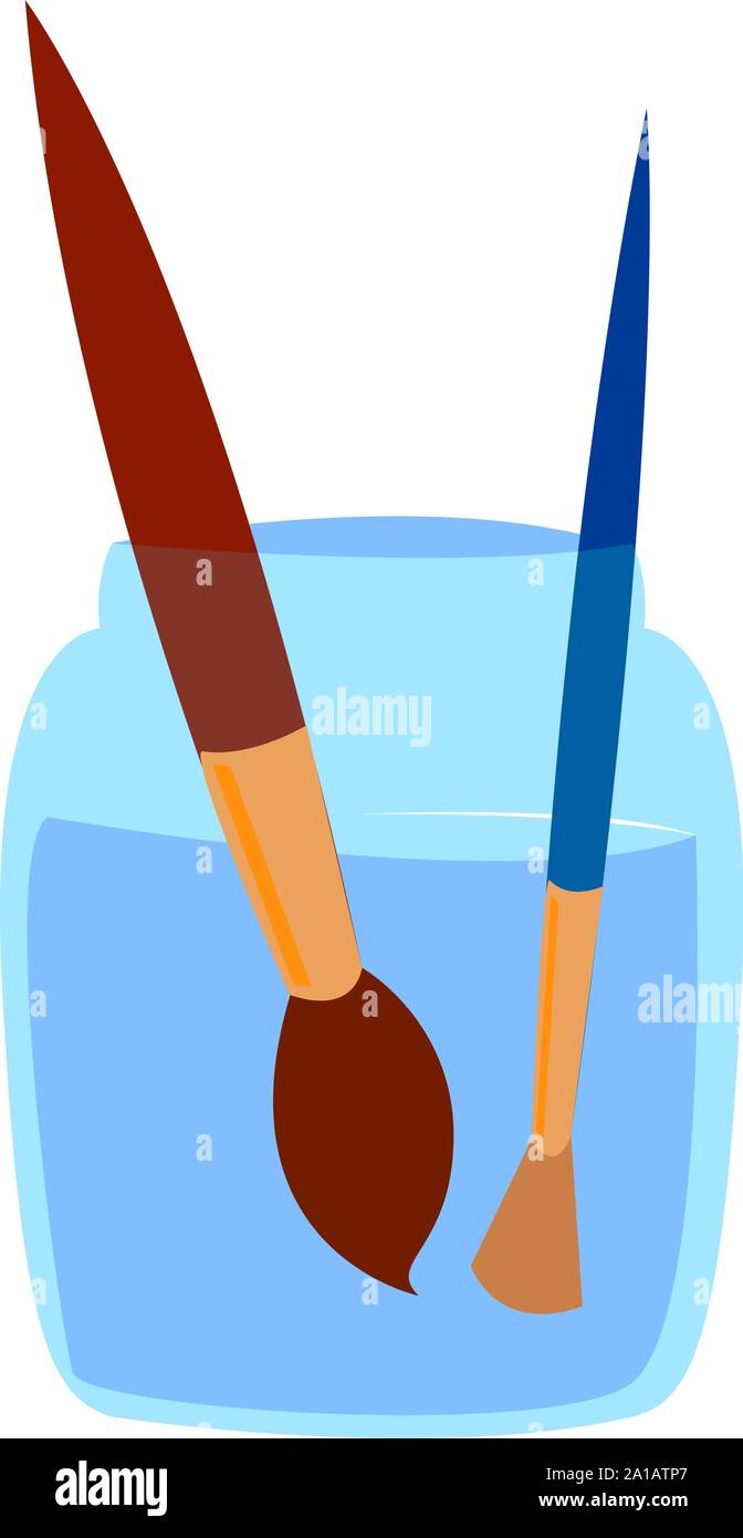Brushes in glass, illustration, vector on white background. Stock Vector