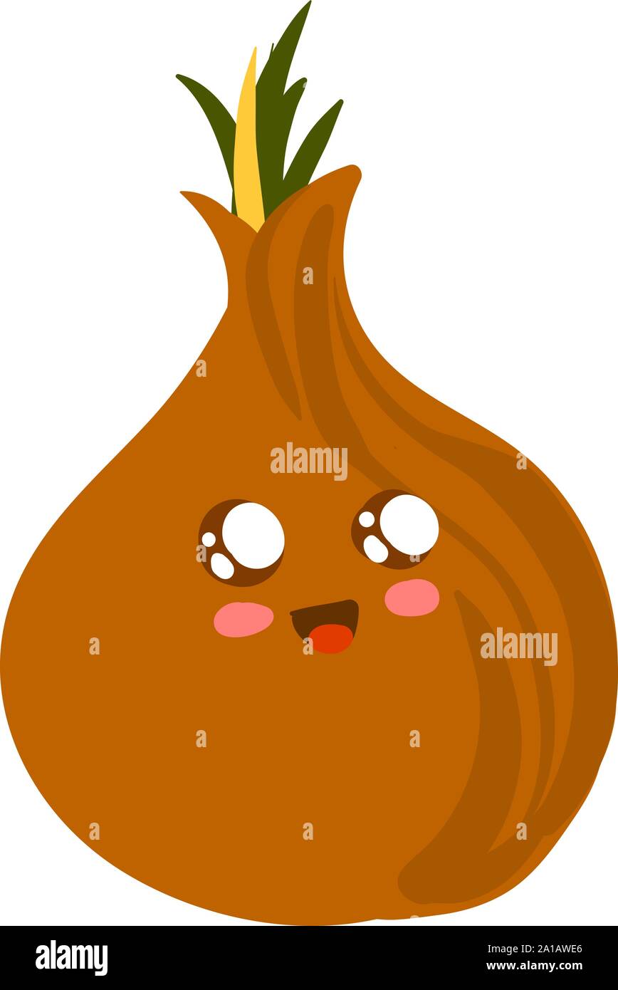 Cute onion, illustration, vector on white background. Stock Vector