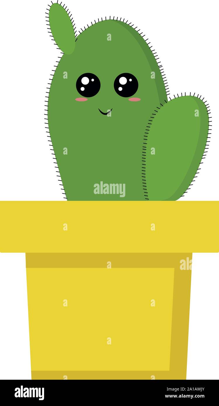 Cute cactus in a pot, illustration, vector on white background Stock ...