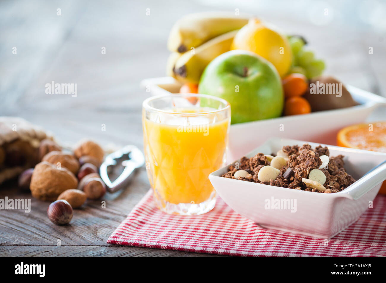 Healthy breakfast on the table Stock Photo