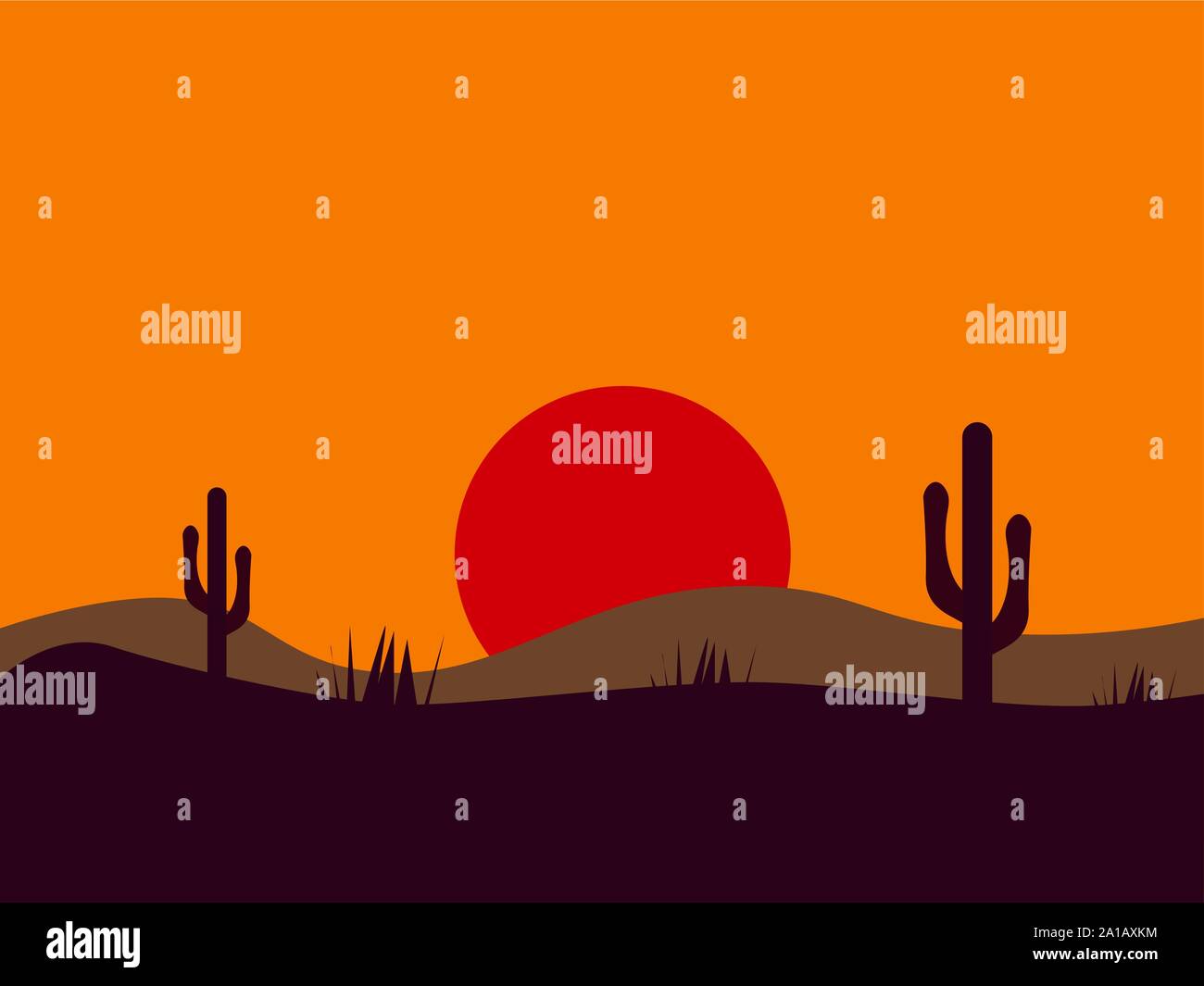 Desert picture, illustration, vector on white background Stock Vector ...