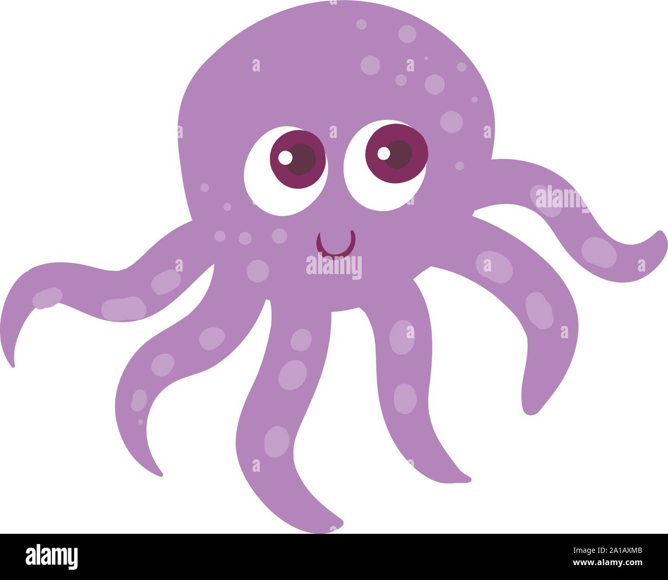 Purple octopus, illustration, vector on white background. Stock Vector