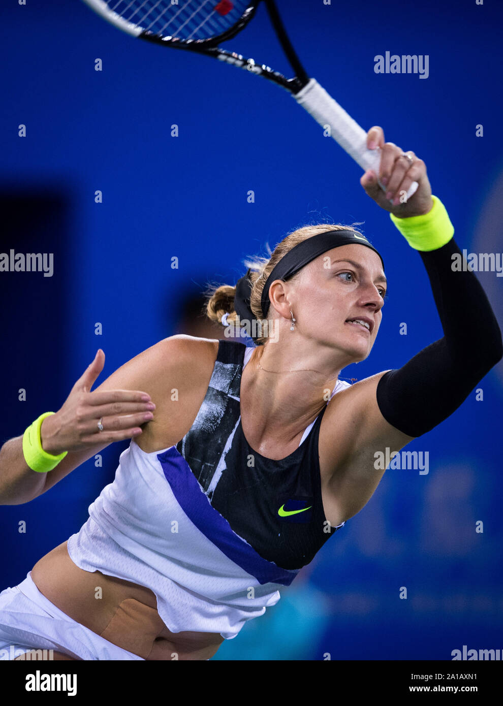 Wuhan. 25th Sep, 2019. Petra Kvitova of the Czech Republic competes during  the women's singles third round match between Petra Kvitova of the Czech  Republic and Sloane Stephens of the United States