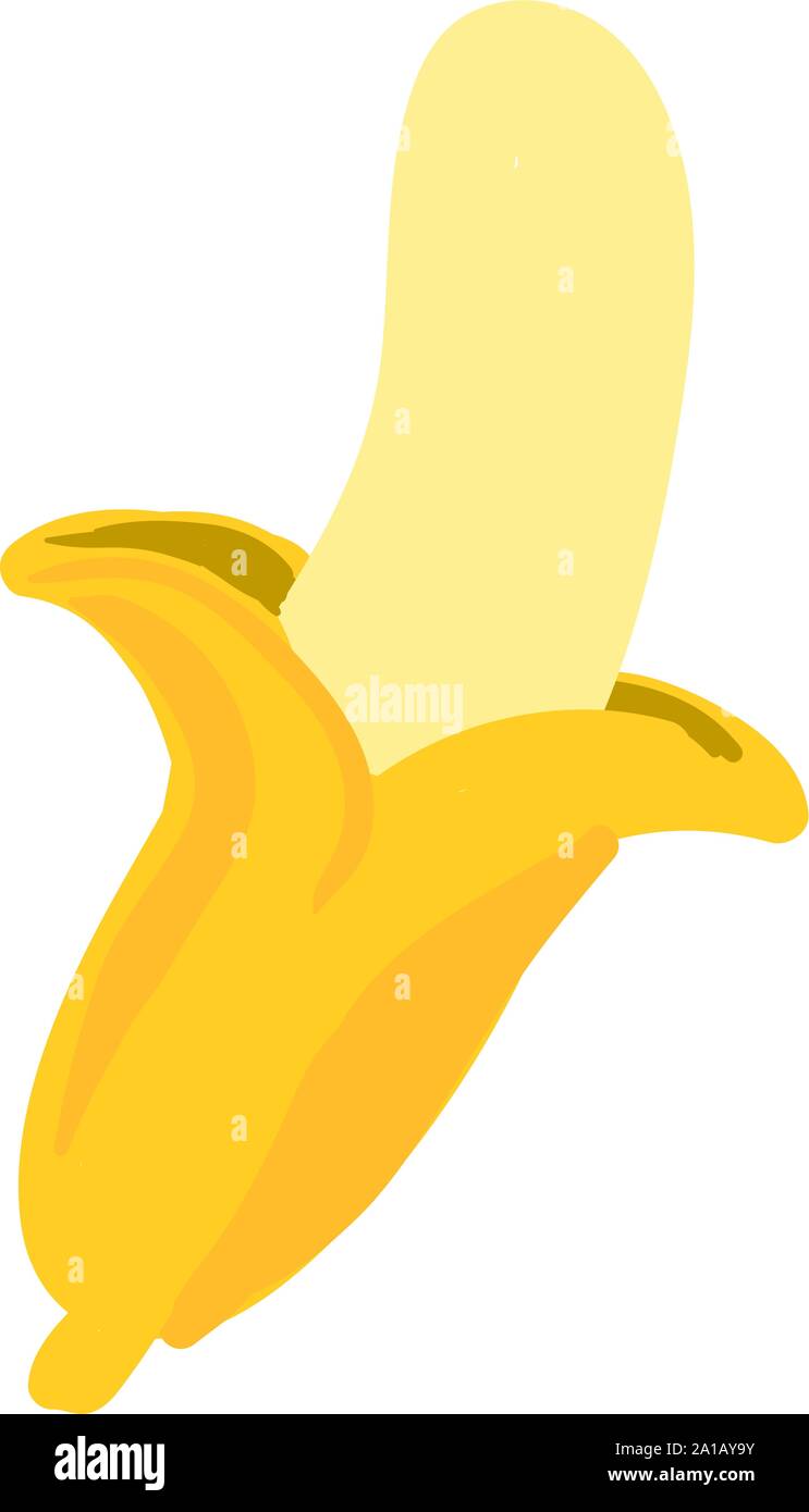 Peeled banana, illustration, vector on white background Stock Vector ...