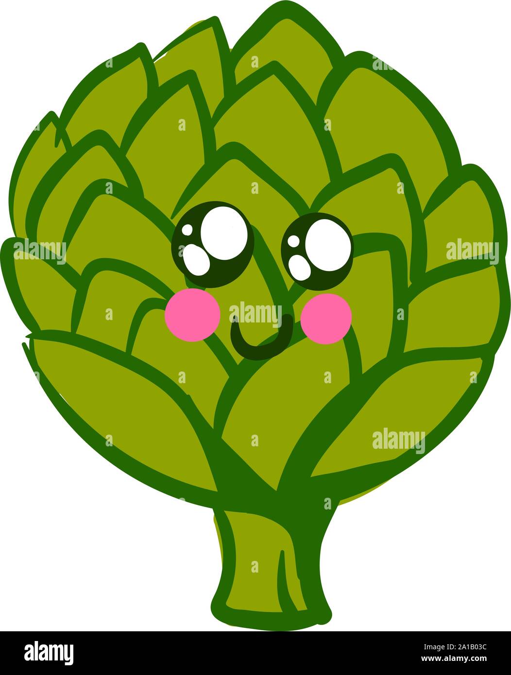 Cute artichoke, illustration, vector on white background. Stock Vector