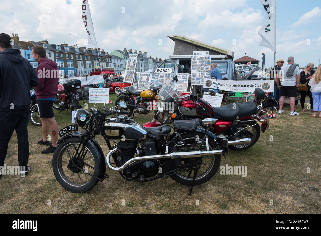 AJS and Triumph motorbikes at the Deal Classic Motor Show on Walmer