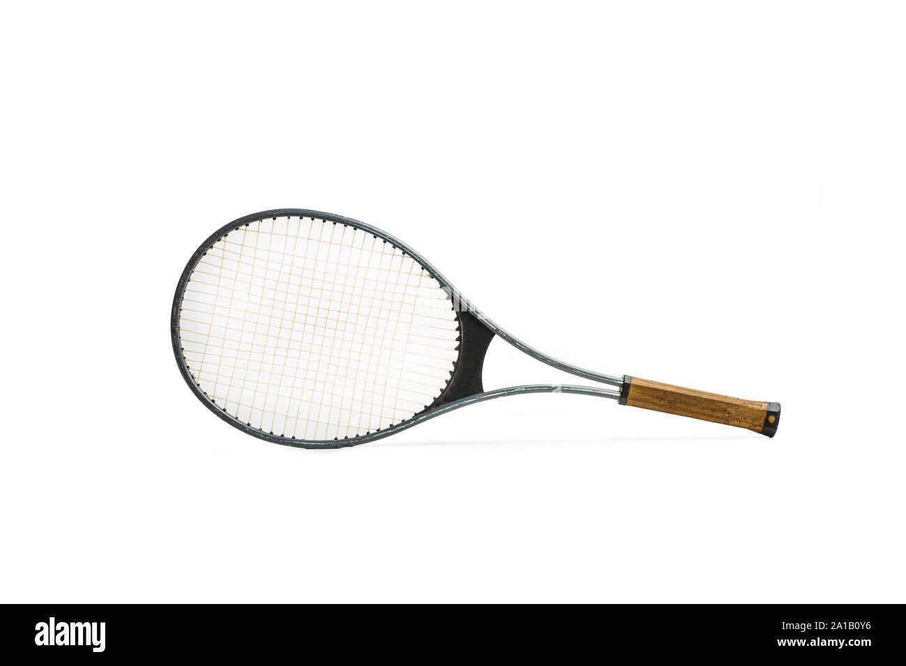 A vintage aluminum racket on a white background Stock Photo - Alamy