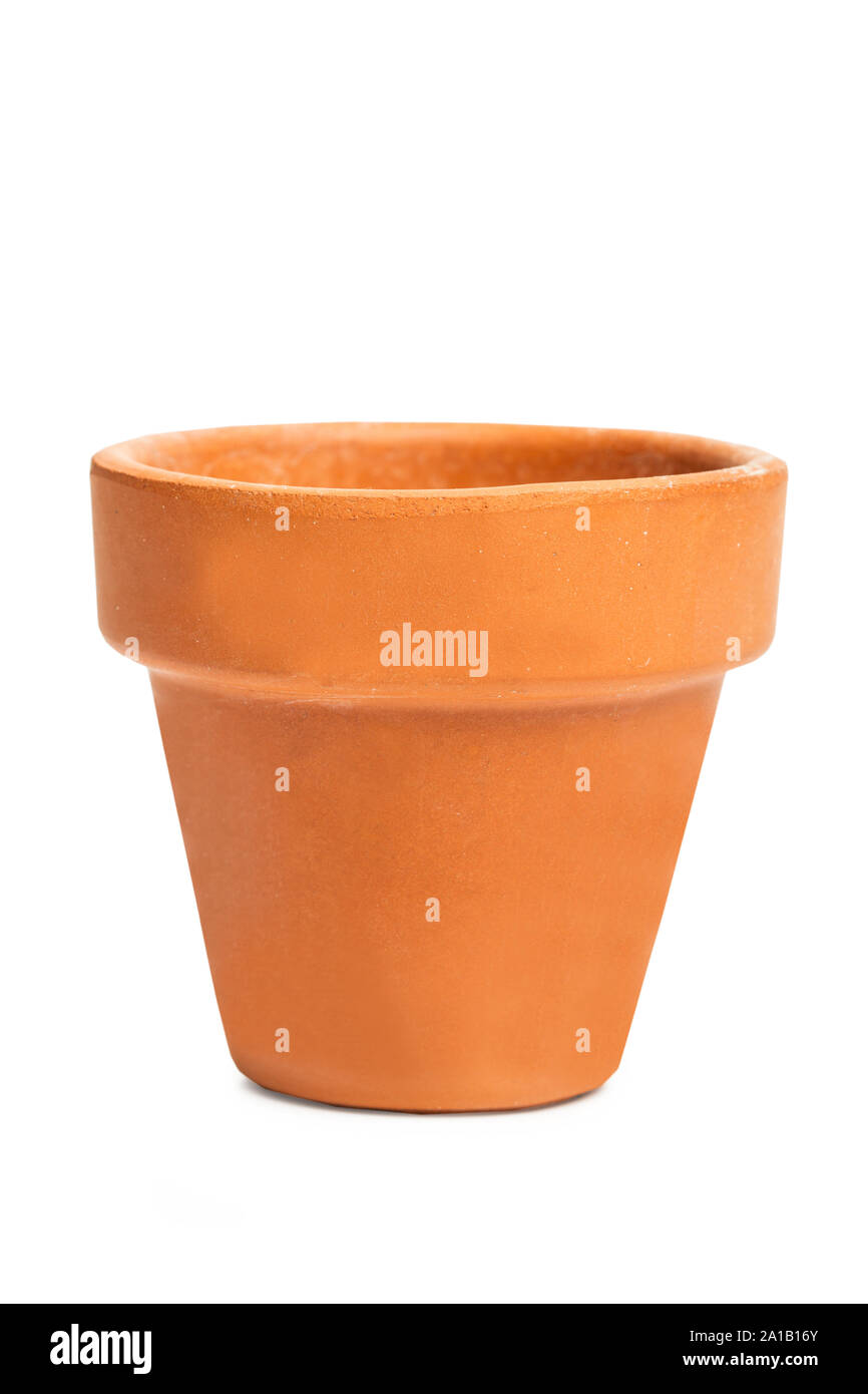 Empty flower pot on a white background Stock Photo