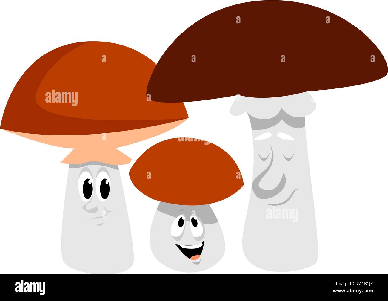 Mushroom family, illustration, vector on white background. Stock Vector