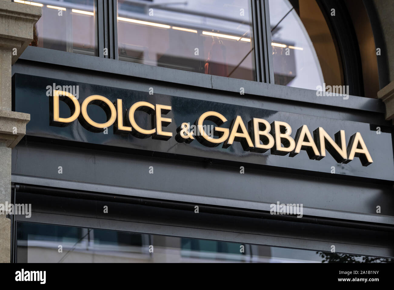 Zurich, Switzerland - July 19, 2018: Dolce and Gabbana logo at the brand  store facade Stock Photo - Alamy