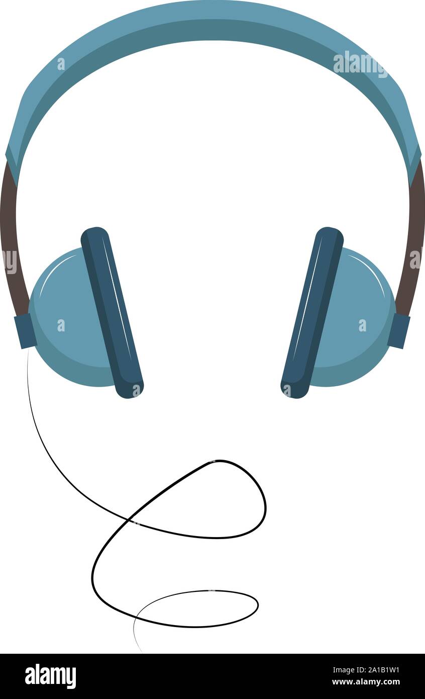 Blue headphones, illustration, vector on white background. Stock Vector