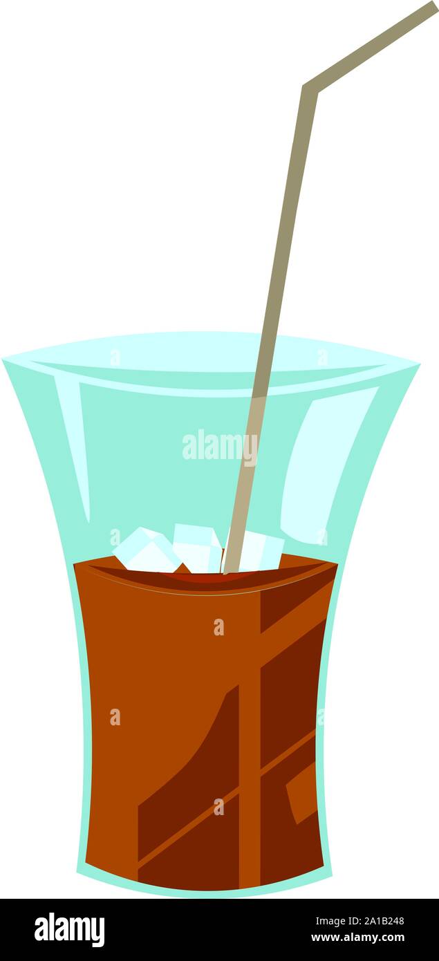 Ice coffee, illustration, vector on white background. Stock Vector