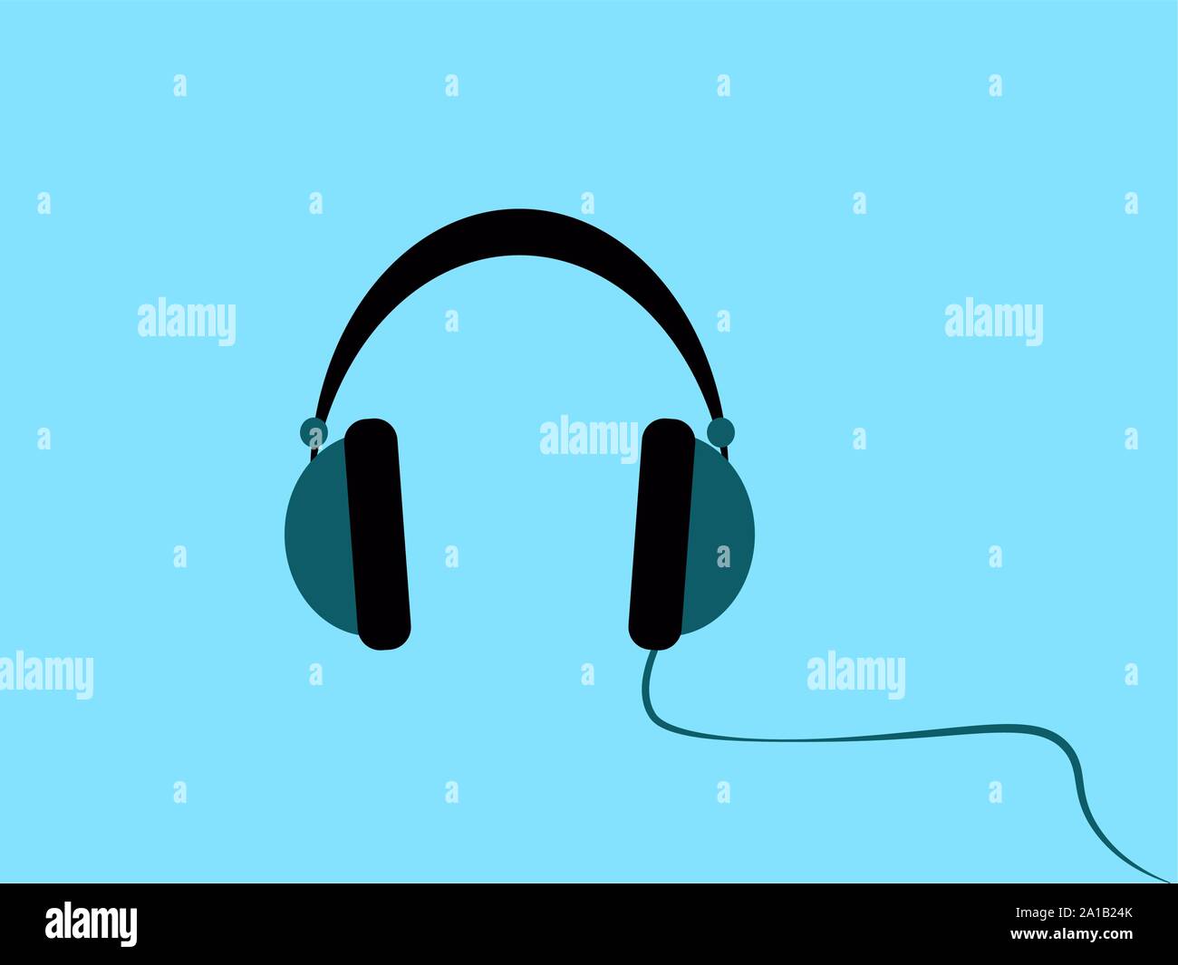 Headphones, illustration, vector on white background. Stock Vector