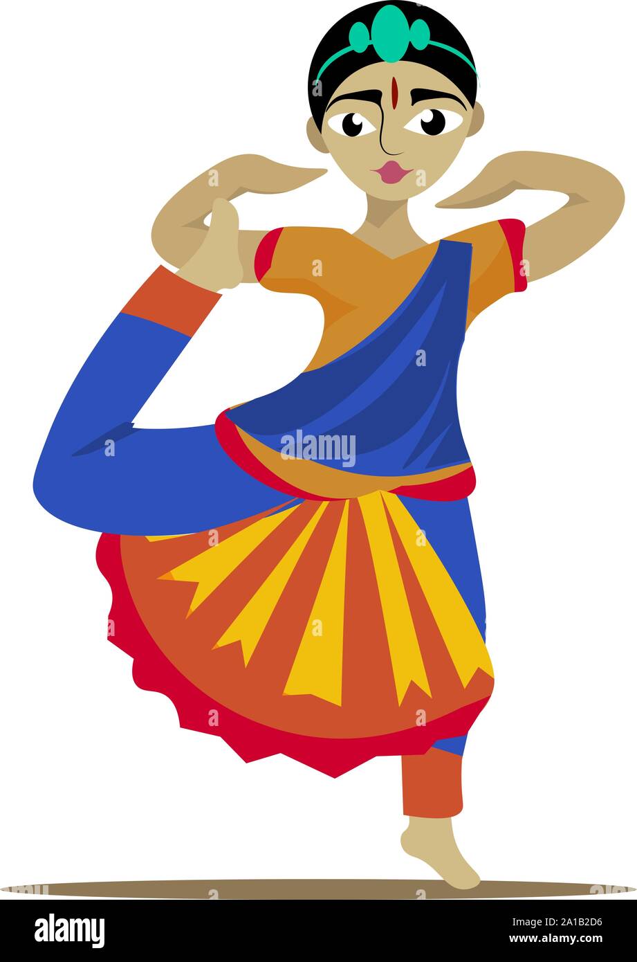 Indian girl dancing, illustration, vector on white background. Stock Vector