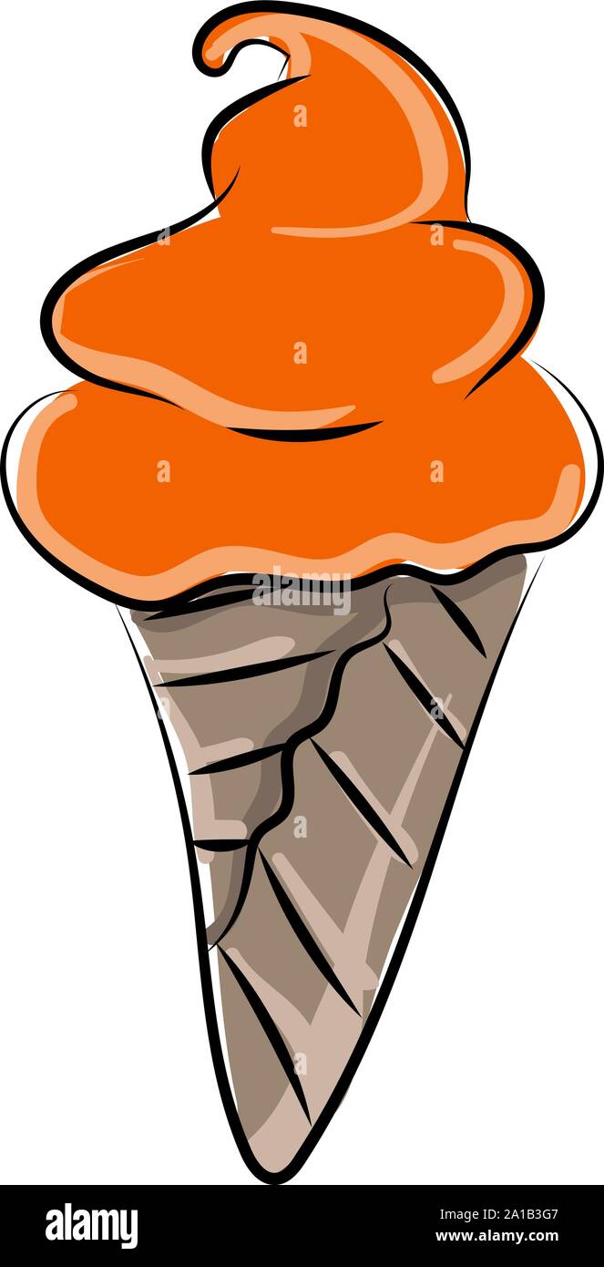 Orange ice cream, illustration, vector on white background. Stock Vector