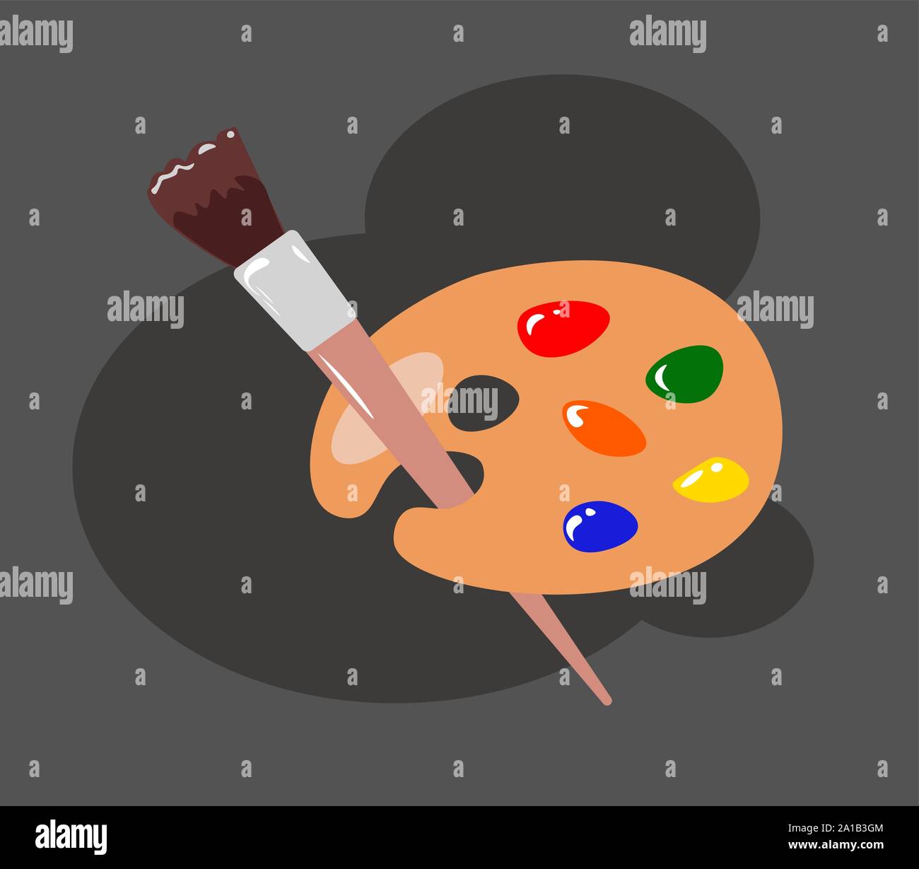 Palette with brush, illustration, vector on white background Stock ...