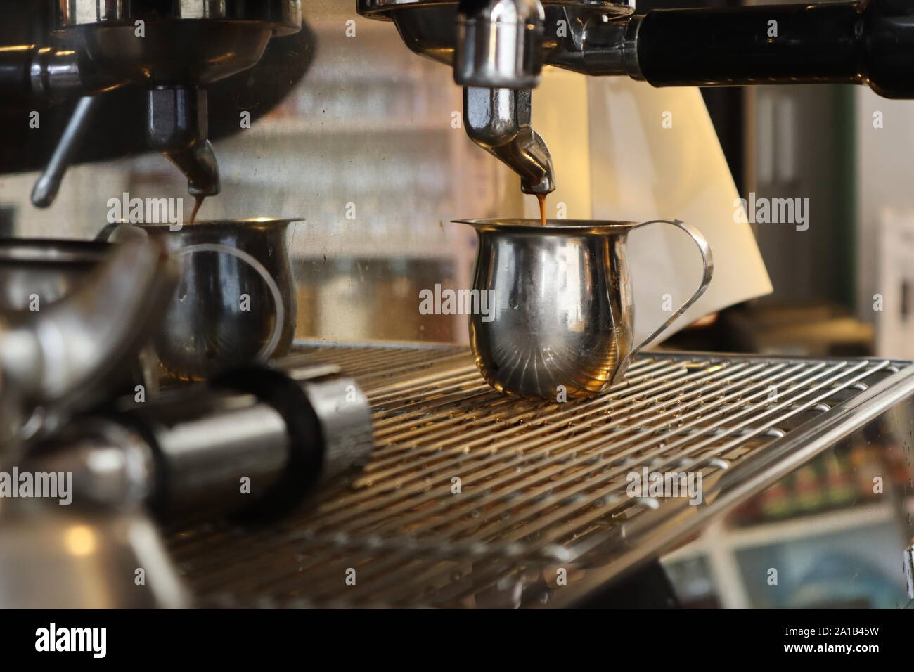 Making Coffee Drinks with Espresso Machine Stock Photo Alamy
