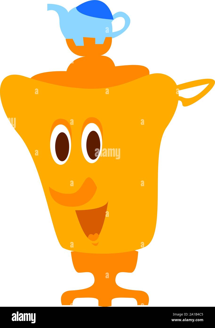 Happy samovar, illustration, vector on white background. Stock Vector
