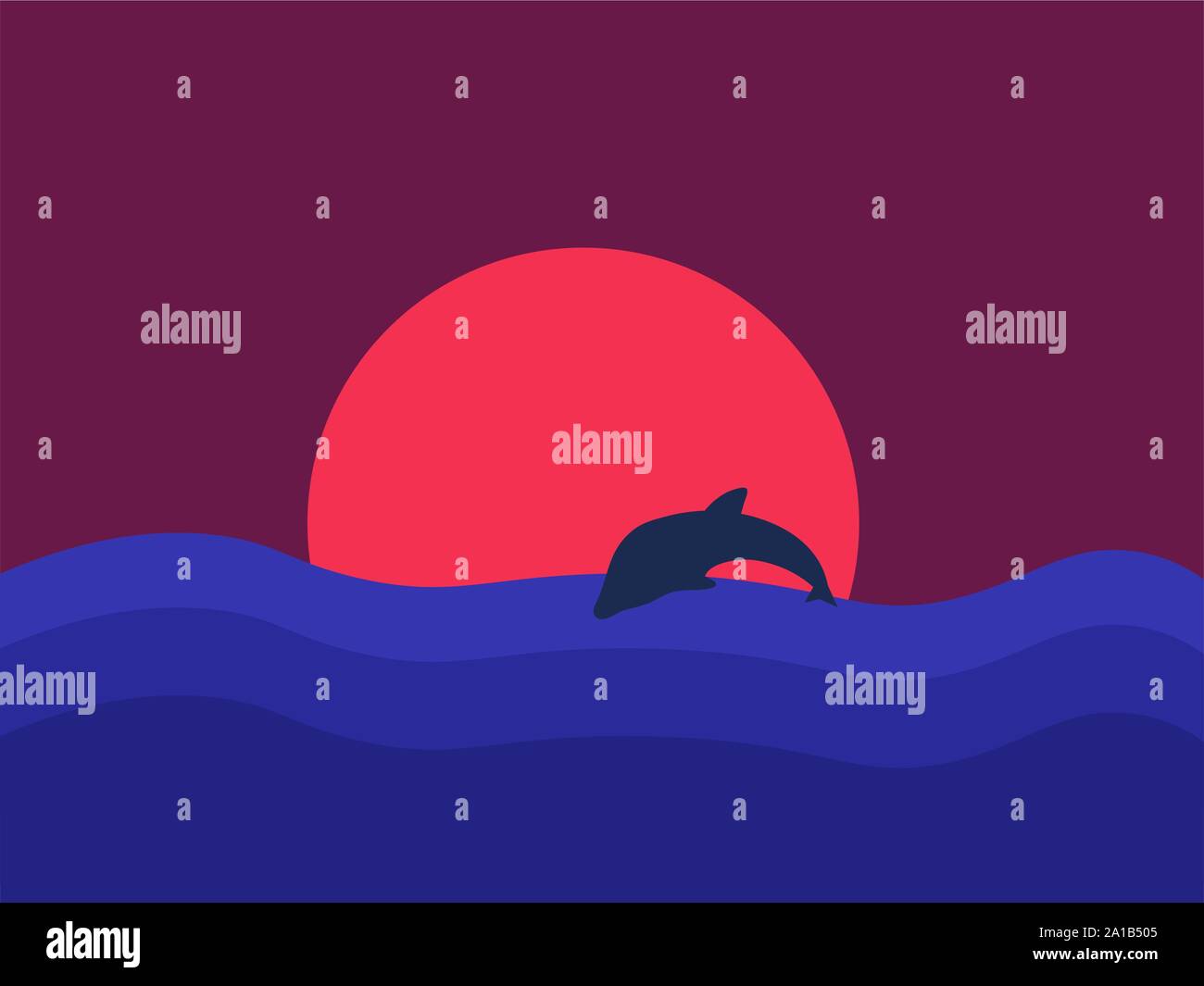 Sea picture, illustration, vector on white background. Stock Vector
