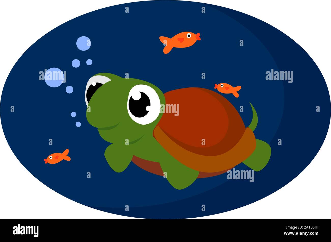 Cute turtle, illustration, vector on white background. Stock Vector