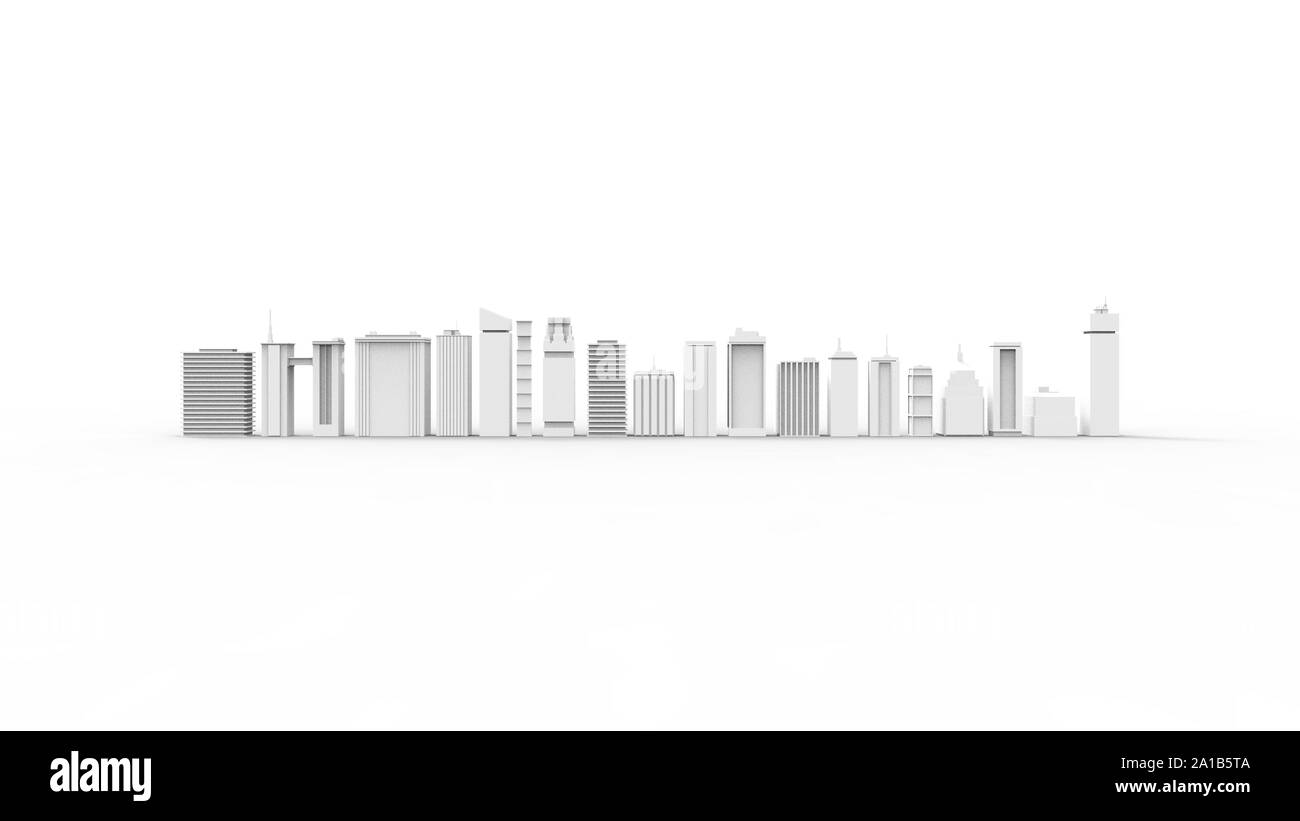 3d rendering of multiple buildings isolated in white studio background ...