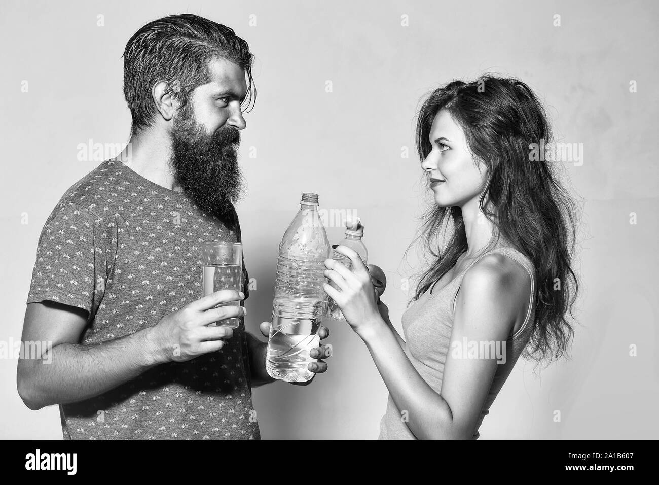 Attractive Couple Of Beautiful Long Haired Girl And Handsome