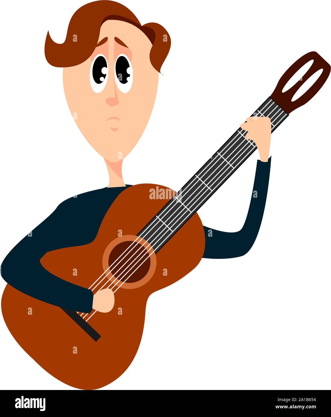 Guitar player, illustration, vector on white background. Stock Vector