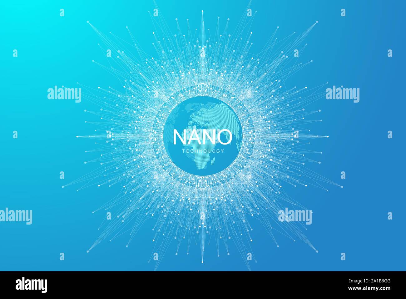 Nano technologies abstract background. Cyber technology concept. Artificial Intelligence, virtual reality, bionics, robotics, global network Stock Vector