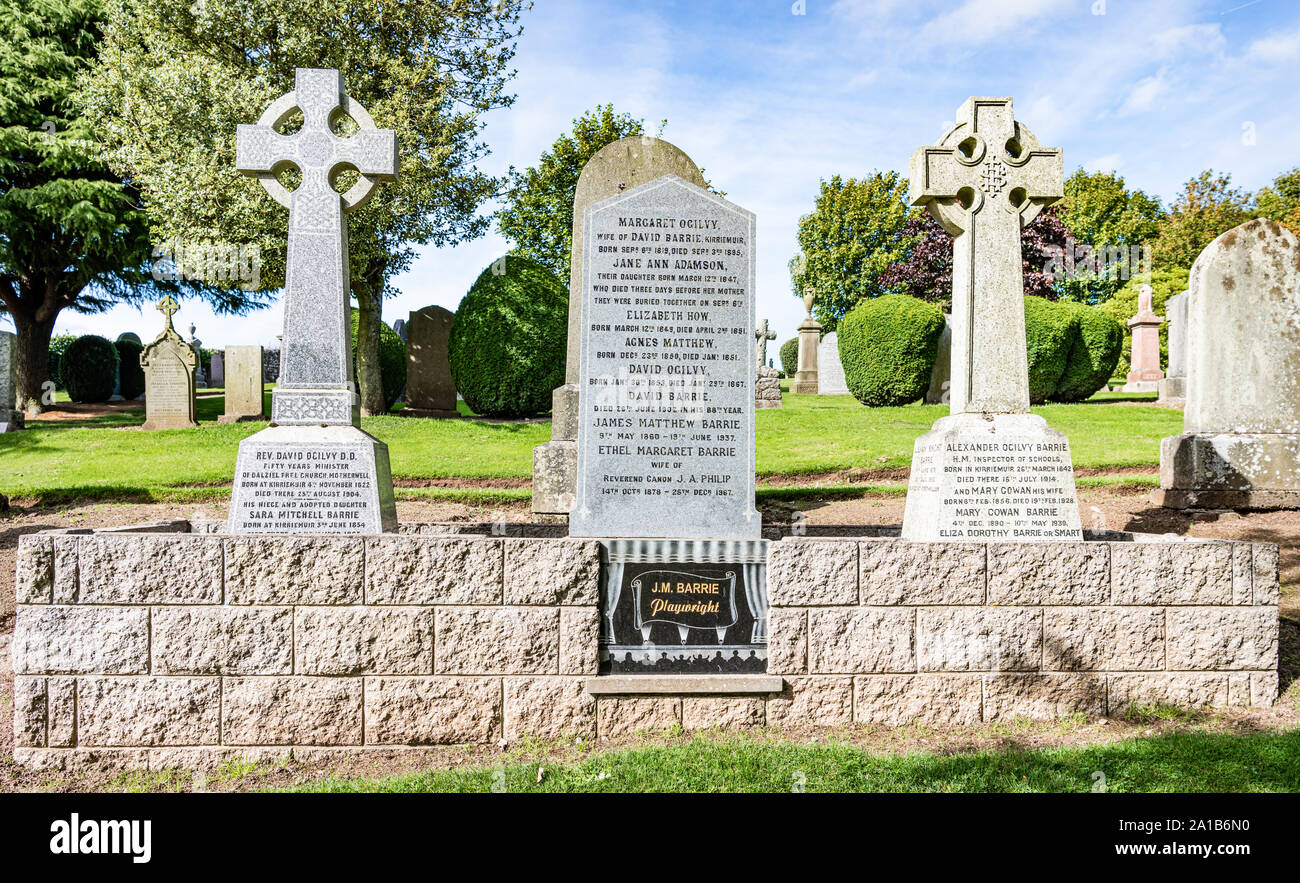 The Grave of J M Barrie, Kirriemuir Graveyard, Kirriemuir, Scotland Stock Photo