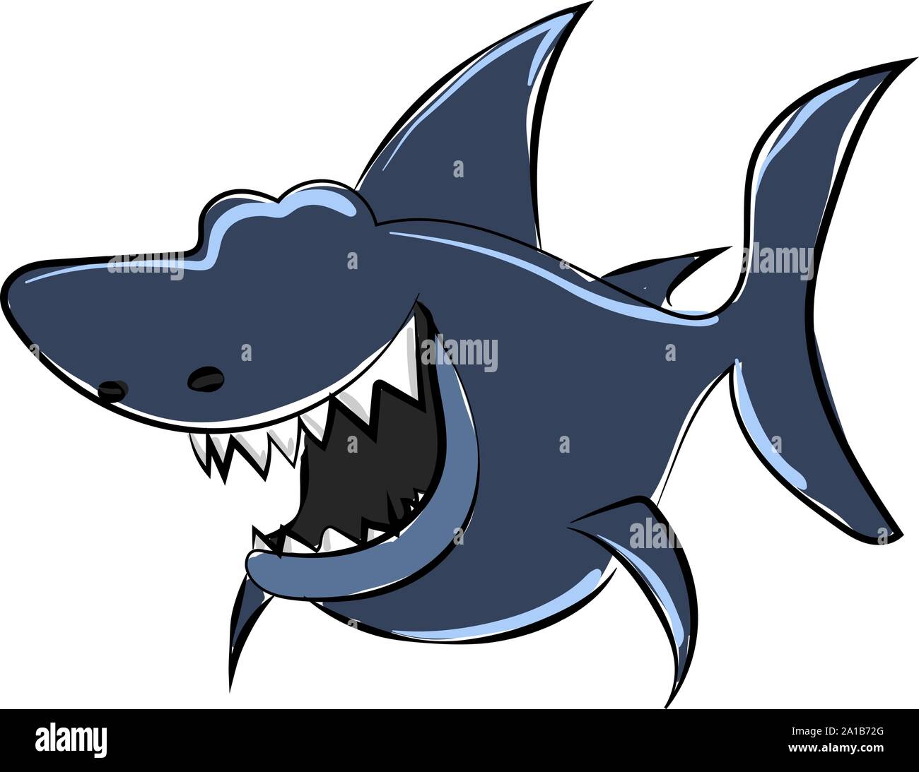 Blue shark, illustration, vector on white background. Stock Vector